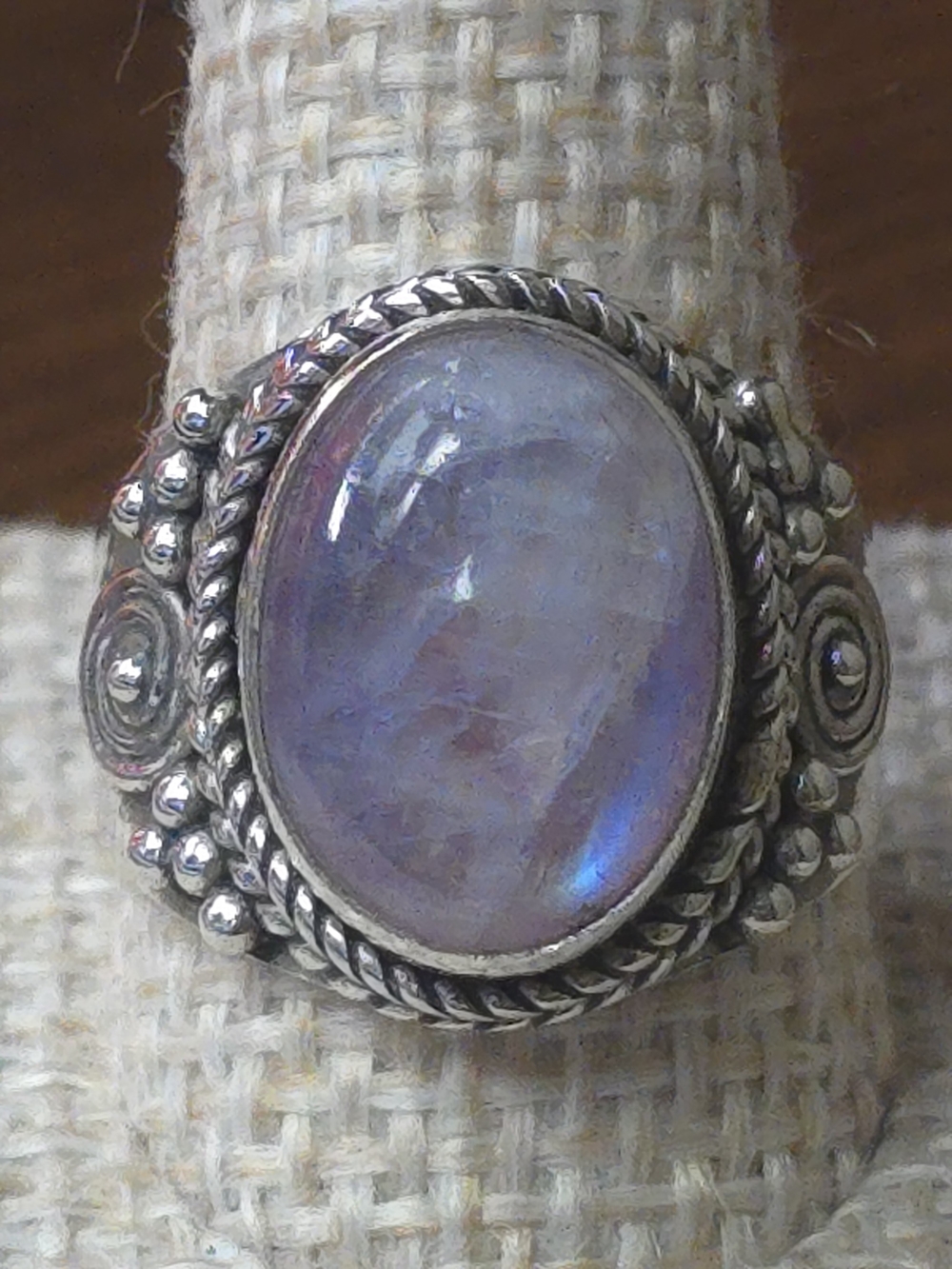 Moonstone Oval Cocktail Ring in Iridescent Blue